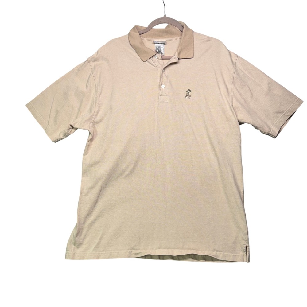 Vintage Mickey Mouse Embroidered Golf Polo Shirt Walt Disney World Mens XL Khaki